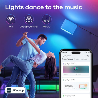 Linkind Matter Smart Light Bulb, WiFi Smart Bulbs, Work with Apple Home, Siri, Alexa, Google, SmartThings, RGBTW Color Changing Bulbs Mood Lighting, Music Sync, A19 E26 60W, 2.4Ghz WiFi 6 Pack