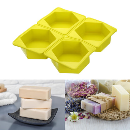 Patikil 4-Compartment Silicone Soap Mold - 2 Pack Hexagon Molds for Handmade Soap, Lotion Bars, Bath Soap, Cake, Chocolate, Candles, Ice Cubes - Yellow