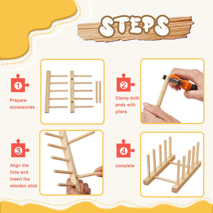 Barydat 2 Pcs Wooden Puzzle Display Stand Jigsaw Holder Rack Puzzle Pot Lid Storage Organizer Shelf for Playroom Decor Craft Collection Lovers