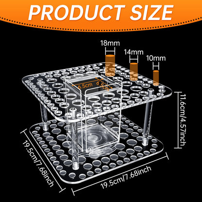 HESHUYU Rotating Paint Brush Holder 92 Holes and Large Compartment 360° Spinning Acrylic Paintbrush Holder Organizer Artist Brush Holder Watercolor Brush Stand Rack