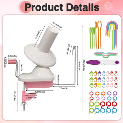 Essovee Yarn Ball Winder, Efficiently Yarn Cake Winder with Lower Noise for Crochet Knitting Combo Easy Installation 3.5 oz Portable Spinner for Crocheting