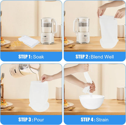 4 128 PCS Nut Milk Strainer Bag Nylon Cheesecloth for Straining, Reusable Cheese Cloths Craft Nutmilk Mesh Bag, Fine
