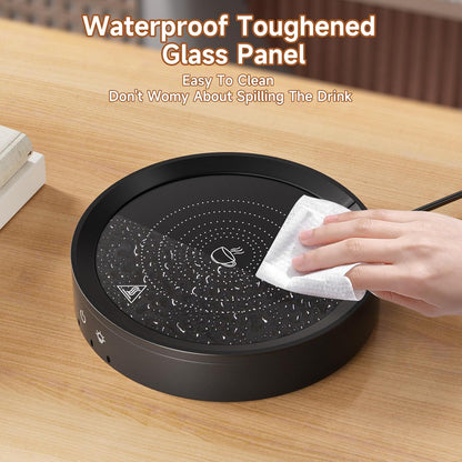 Trivoxia 36W 3 Settings, (2-12H), 176F, Mug Warmer, Temperature Auto Shut Off Max Wood Grain Design with Ambient