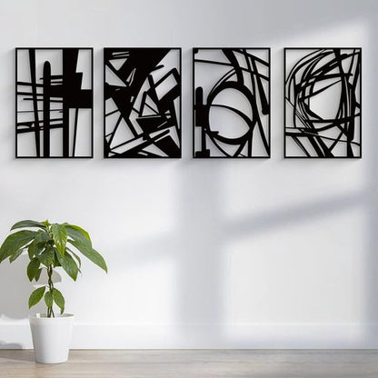 Glamativity Large Black Abstract Metal Wall Art - Minimalist 3D Textured Sculptures | Perfect for Living Room & Bedroom (22.5")