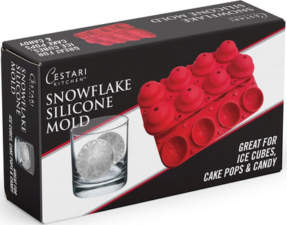 Silicone Snowflake Mold Set, Christmas Ice Cube Molds, Heat Safe BPA Free Silicone, Exceeding FDA (Christmas Red)