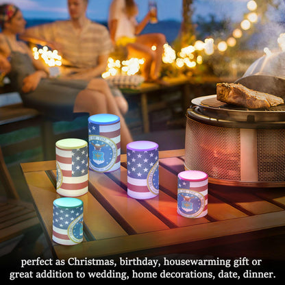 Eionryn American Flag United States Air Force Portrayed Flameless Candles Patriotic Stars and Stripes Battery Operated LED Candles with Remote Timer Electric Candles for Home Party Decor 2pcs