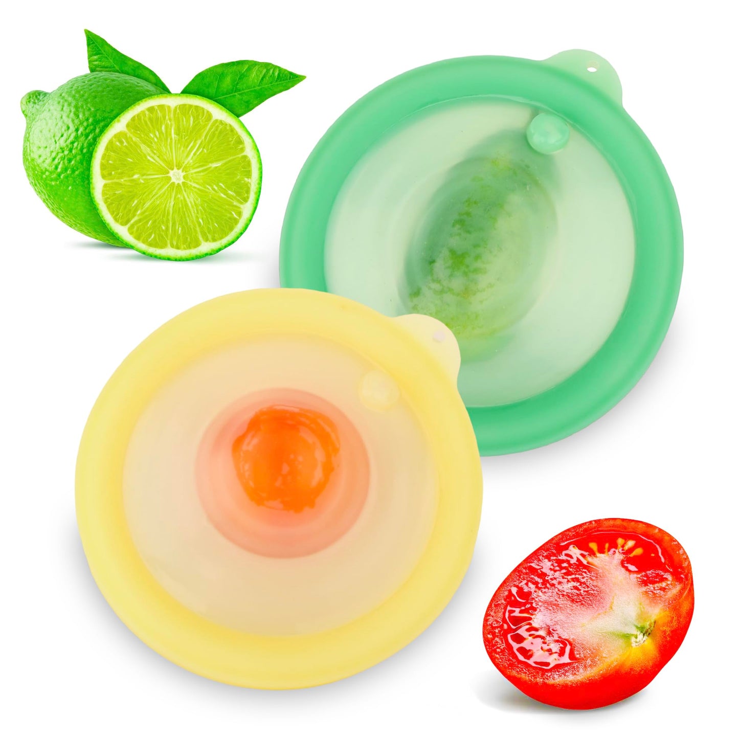 Silicone Reusable Vacuum-Seal Storage Containers for Fridge,Fresh Fruit,Vegetables,Garlic,Onions,Lemons,Potatoes,Meat,for Microwave Oven Heating,Freezer,Dishwasher,Avocado Saver,Tomato Holder,2 Pack
