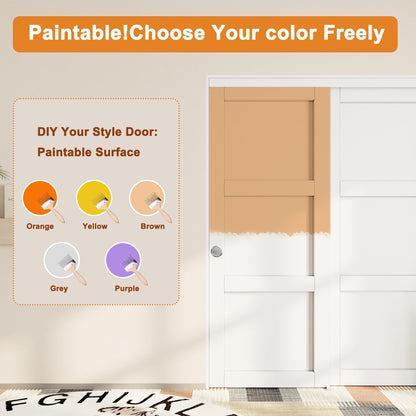 JUJUBON Closet Sliding Door, 48"×80"(Double Doors 25"), 3 Panel Sliding Door with Hardware Kit, Pre-Drilled Doors Panel, MDF with Paintable Surface, Need to Assemble, White