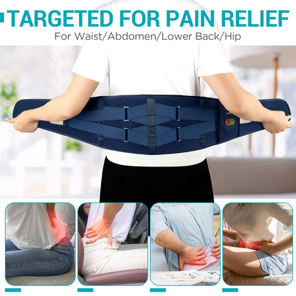 Comfytemp Cordless Heating Pad with Massager for Back Pain Relief, Portable Lower Back Massager FSA Eligible HSA Rechargeable, Birthday Gifts for Women Men Mom Dad Seniors Christmas 3 Heat 30 Auto-Off