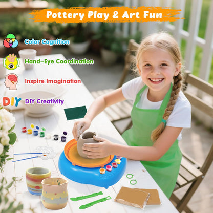 TingingYuli Pottery Wheel for Kids with Clay Kit - Arts and Crafts for Kids Ages 6-8 8-12, Complete Pottery Kit with Air Dry Clay and Painting Tools, Easter Christmas Birthday Gift for Boys Girls