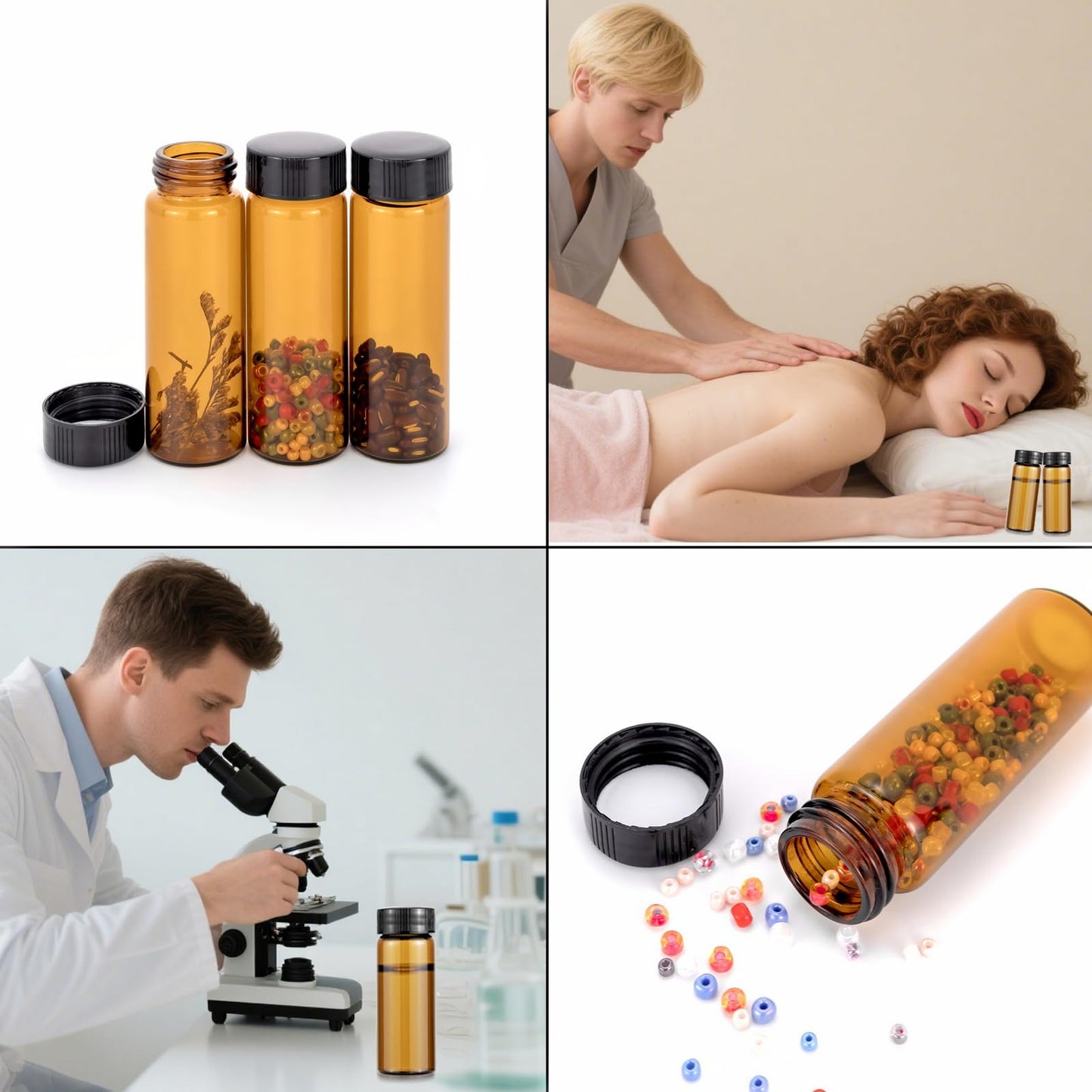 Kesell 12Pcs 30ML Amber Glass Bottle with Black Caps 1 oz Empty Liquid Sample Vial for Lab, Perfume, Essential oils, Refillable Glass Vial with Lids (Comes with red handwritten sticker paper)