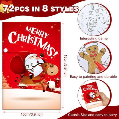 144 Fulmoon Pcs Christmas Coloring Books Bulk with Crayons Christmas Tree Santa Claus Reindeer Snowman Xmas Mini