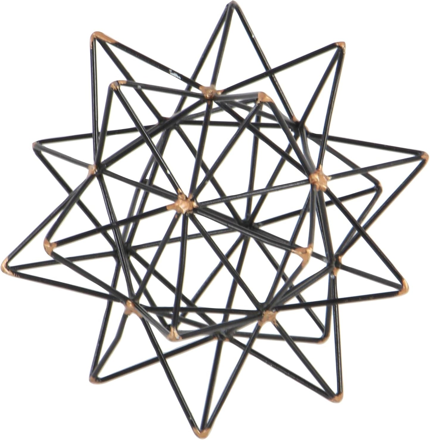 Deco 79 Metal Geometric Decorative Sculpture Home Decor Statue with Gold Accents, 7" x 7" x 7", Black