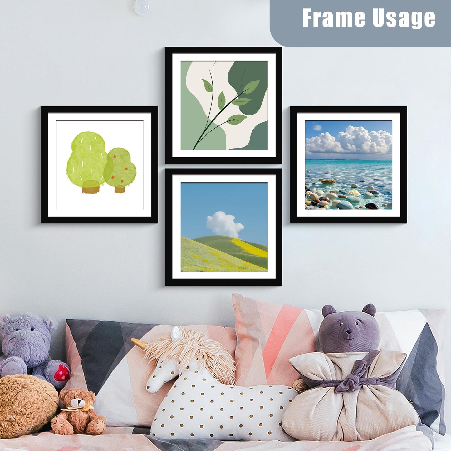 BESCRCL 12x12 Picture Frame Black Set of 6, Diamond Art Painting Frames Display Photo 10x10 or 12 x 12 without Mat, Wall Hanging Frame with Plexiglass