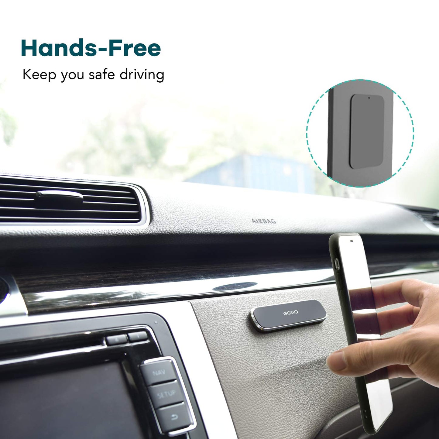 OQTIQ [2 Pack] Magnetic Car Mount, Phone Magnet for Car, Universal Stick On Rectangle Flat Dashboard Car Phone Magnet Mount for Cell Phones and Mini Tablets (Rectangle Flat)