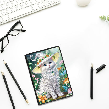 JZHYOAN Diamond Art Blank Note Book 5D Diamond Painting Notebook Kits for Adult DIY Cat Special Shape Art Dairy Travel Drawing Message Journal Sketchbook Mosaic Kit for Office Work