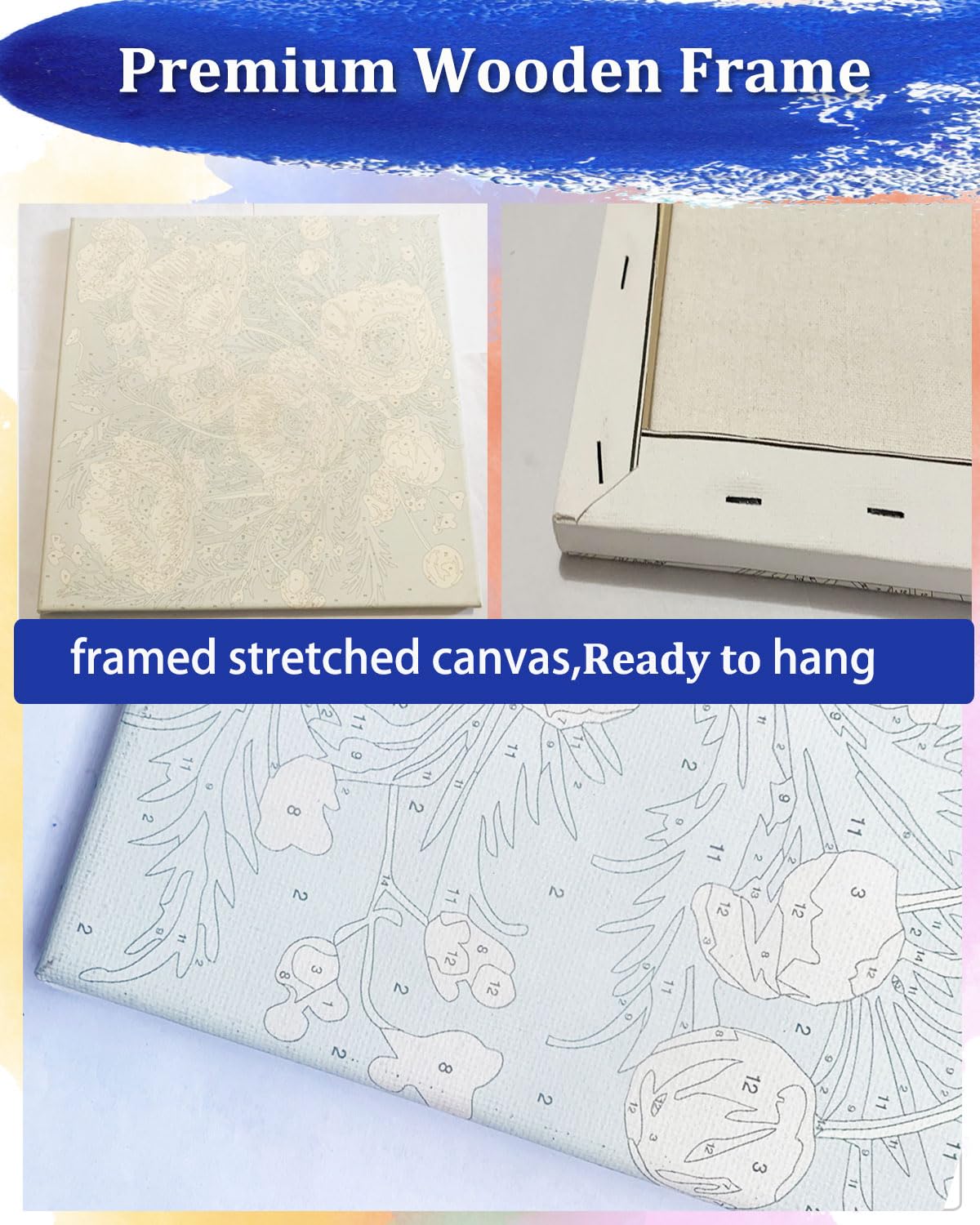 Blissroot Framed Paint by Numbers Kit for Adults Beginner &Kids Ages 8-12, 12x12inch American Football Paint by Numbers with Frame,Large Sports Paint by Number Framed Canvas (Without Easel)