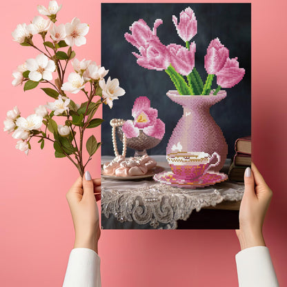 DIAMOND DOTZ Daybreak Tulips Diamond Painting Kits for Adults - Diamond Art Kits a Relaxing Creative Craft Kit with Dotz Gems 13.6x20.5