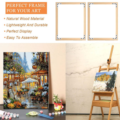 2 Set 12"X 16" DIY Wood Canvas Stretcher Bars,Removable Canvas Frames Kit,Lightweight Sturdy Stretcher Frames for Oil Painting,Diamond Painting,Canvas Painting and Needle Arts Supplies (12in*16in)