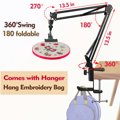 Rotated Cross Stitch Stand Embroidery Hoop Holders Cross Stitch Holder Stand Metal Lap Embroidery Stand Lap, Hand Embroidery Hoop Stand Lap Suitable for Cross Stitch Kit and Embroidery Frame
