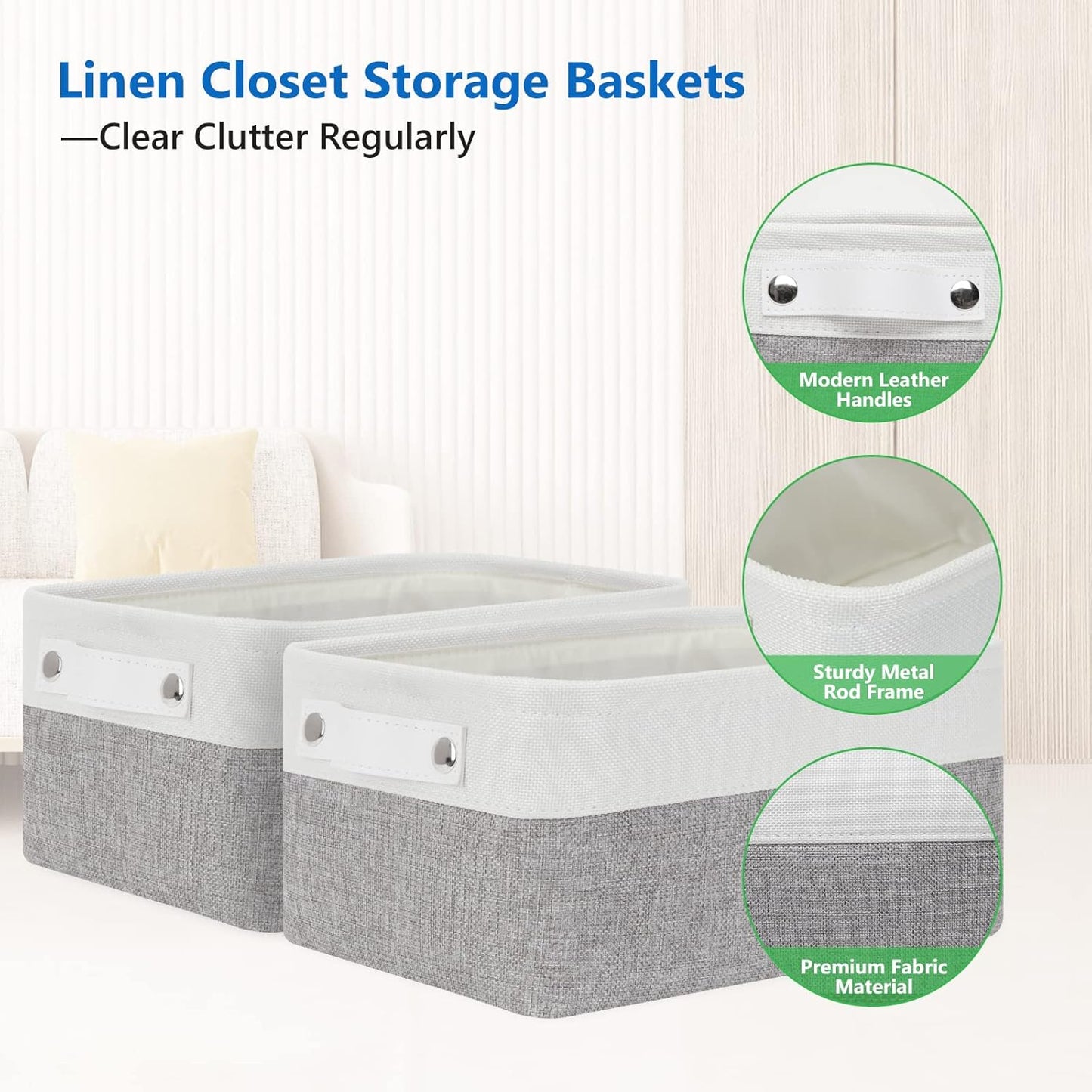 Bidtakay Small Storage Baskets [4-Pack] Fabric Bins for Baby Organizer Shelf Nursery Storage Collapsible Bins