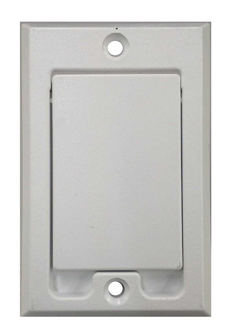 Central Vacuum Square Door Low Volt Inlet Wall Plate - White