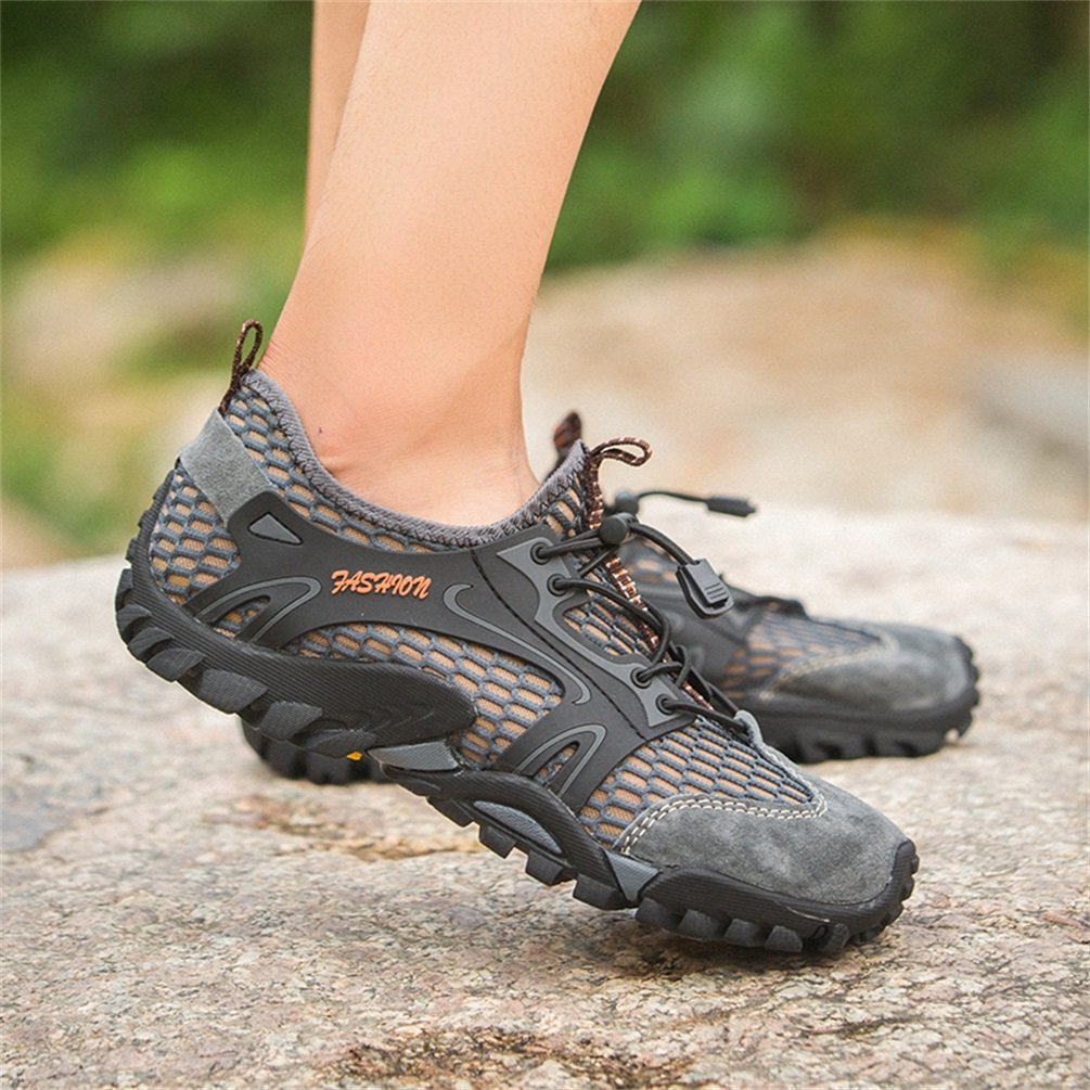 FLARUT Men's Sandals Barefoot Hiking Shoes Quick Dry Lightweight Outdoor Training Water Walking Shoes (Gray, EU44)