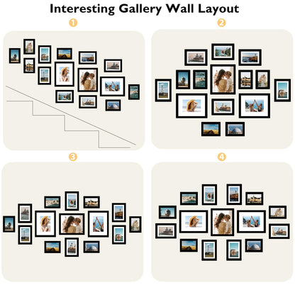 JCJMY 15 Pack Picture Frames Collage Wall Decor for Wall Hanging or Tabletop, Gallery Wall Frame Set for Family, Multi Sizes Photo Frames Collage Including 3Pcs 8x10, 6Pcs 5x7, 6Pcs 4x6, Black