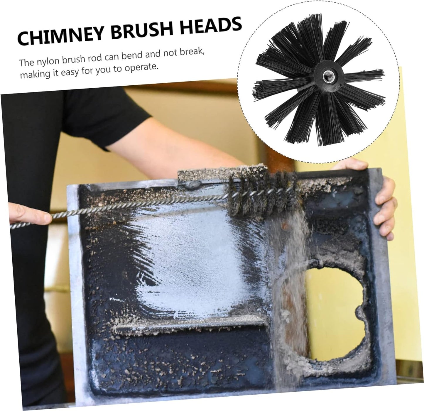 2pcs Chimney Brush Dryer Vent Cleaner Drill Attachment - Duct Brush Replacement Vent Brush Cleaning Tools