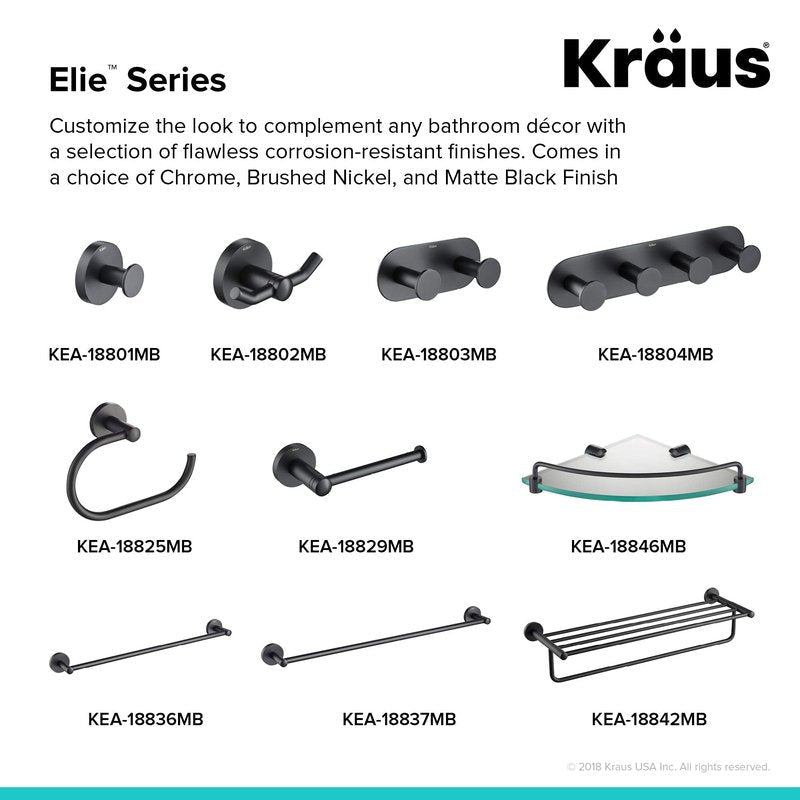 KRAUS Elie 24-inch Bathroom Towel Bar, Matte Black Finish, KEA-18837MB