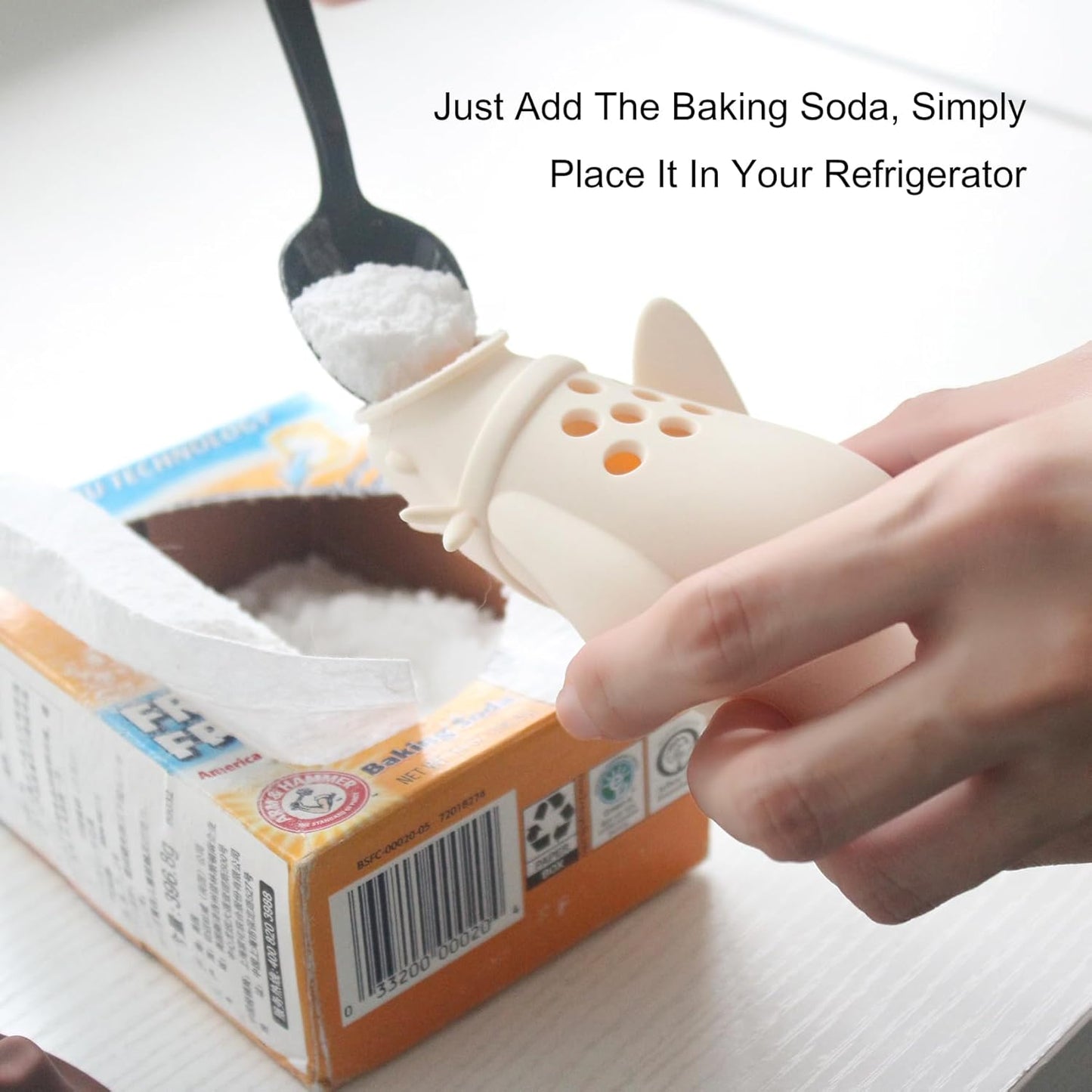 Baking Soda Holder for Fridge, Reusable Deodorant Container, 5.1x3.1 Inches (White-1 Pack)