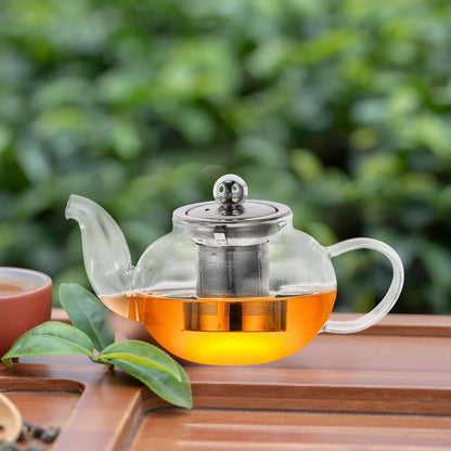 Hemoton Glass Teapot Stovetop Tea Kettle, Tea Dispenser with Infuser for Tea Coffee Drink 400ML