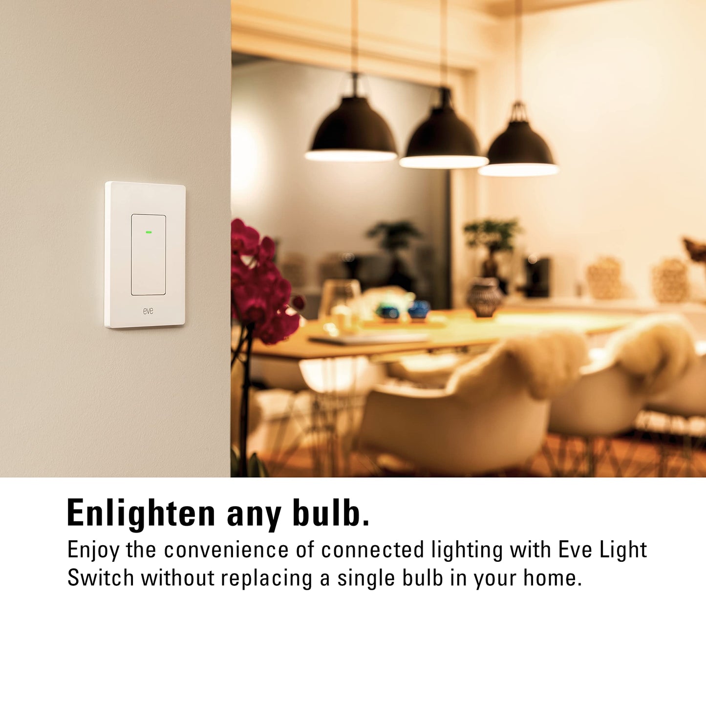 Eve Light Switch (Matter) – Smart Wall Switch for Apple Home, Alexa, Google Home, SmartThings; for Single-Pole & 3-Way switches; Thread, Requires Thread Border Router & Neutral Wire; UL-Certified