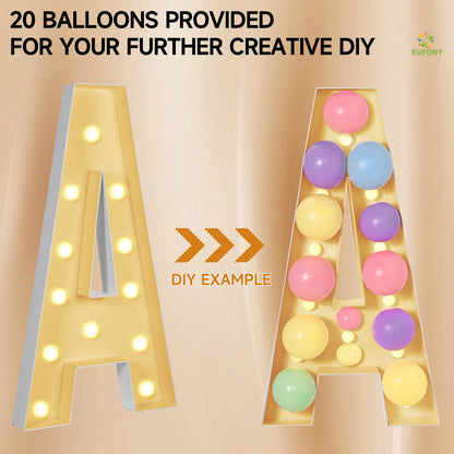 eufony Marquee Letters 4 Feet Tall, 4 FT Marquee Light Up Letters, Giant Light Up Letters 4FT for Birthday Party Baby Shower Gender Reveal Graduation Decorations, Letter N with LED Lights DIY Kit
