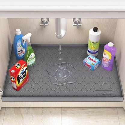 Jin&Bao Waterproof Under Sink Mat 34" x 22", Thick Silicone Mat Cabinet Protector for Kitchen and Bathroom, Shelf Liner, Home Organizer and Storage, Multipurpose Tray for Gadgets and Essentials