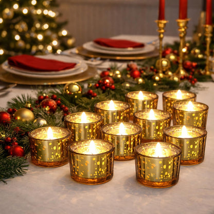 Mumufy 100 Pcs Glass Tealight Candle Holder Ribbed Votive Candle Holder for Centerpiece Wedding Proposal Spa Aromatherapy Meditation Home Decor (Gold)