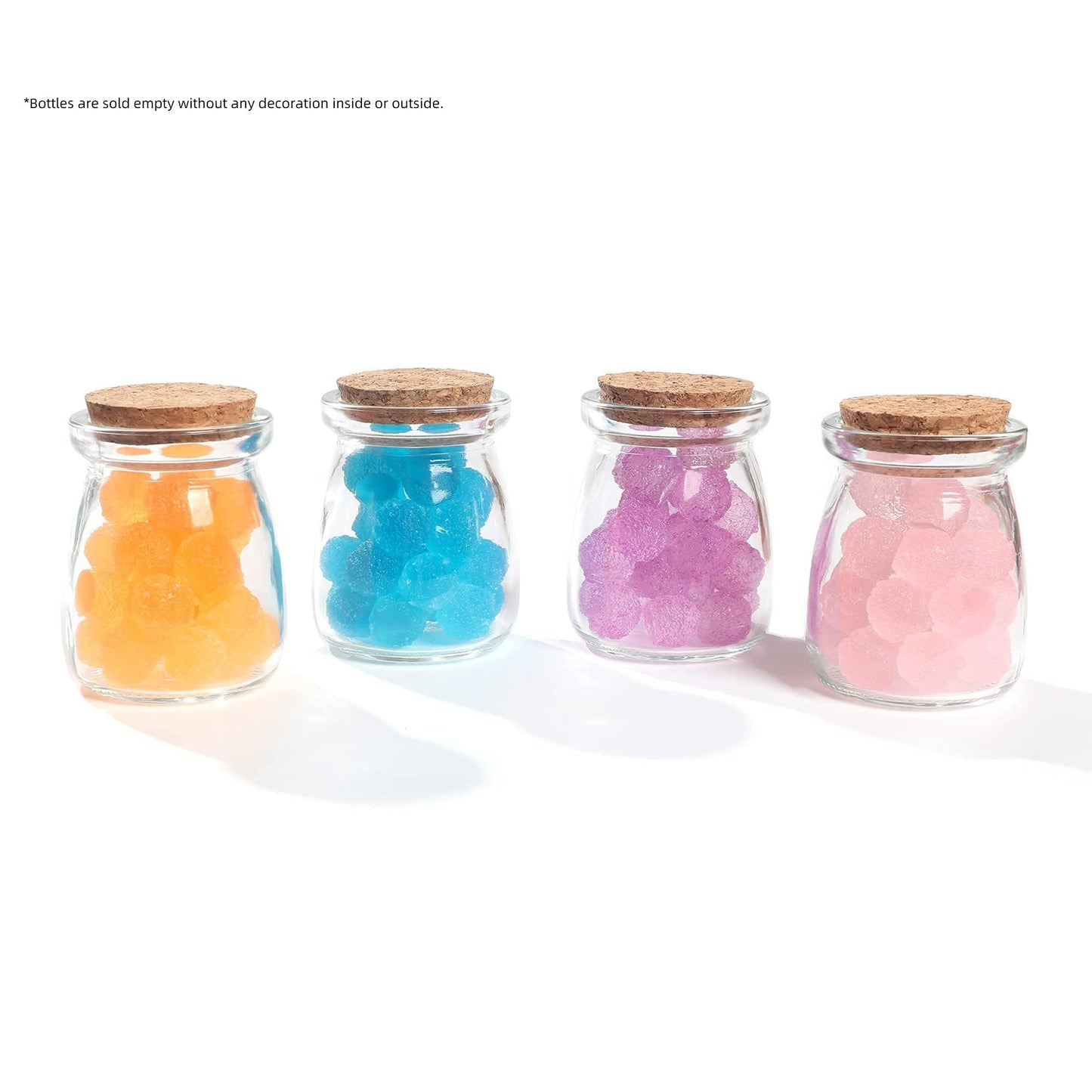 Magic Season Decorative Glass Bottle with Cork Stopper (3.3 oz Pudding Bottles / 6 Pcs)