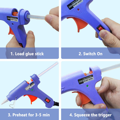 Hot Glue Gun, 12 Pack Mini Glue Gun with 120 Glue Sticks, Craft Glue Gun Kit, Glue Gun Pack, Hot Melt Glue Gun Set for Kids' Crafts, Wood, Glass, DIY Arts, School, and Home Projects - Multicolor