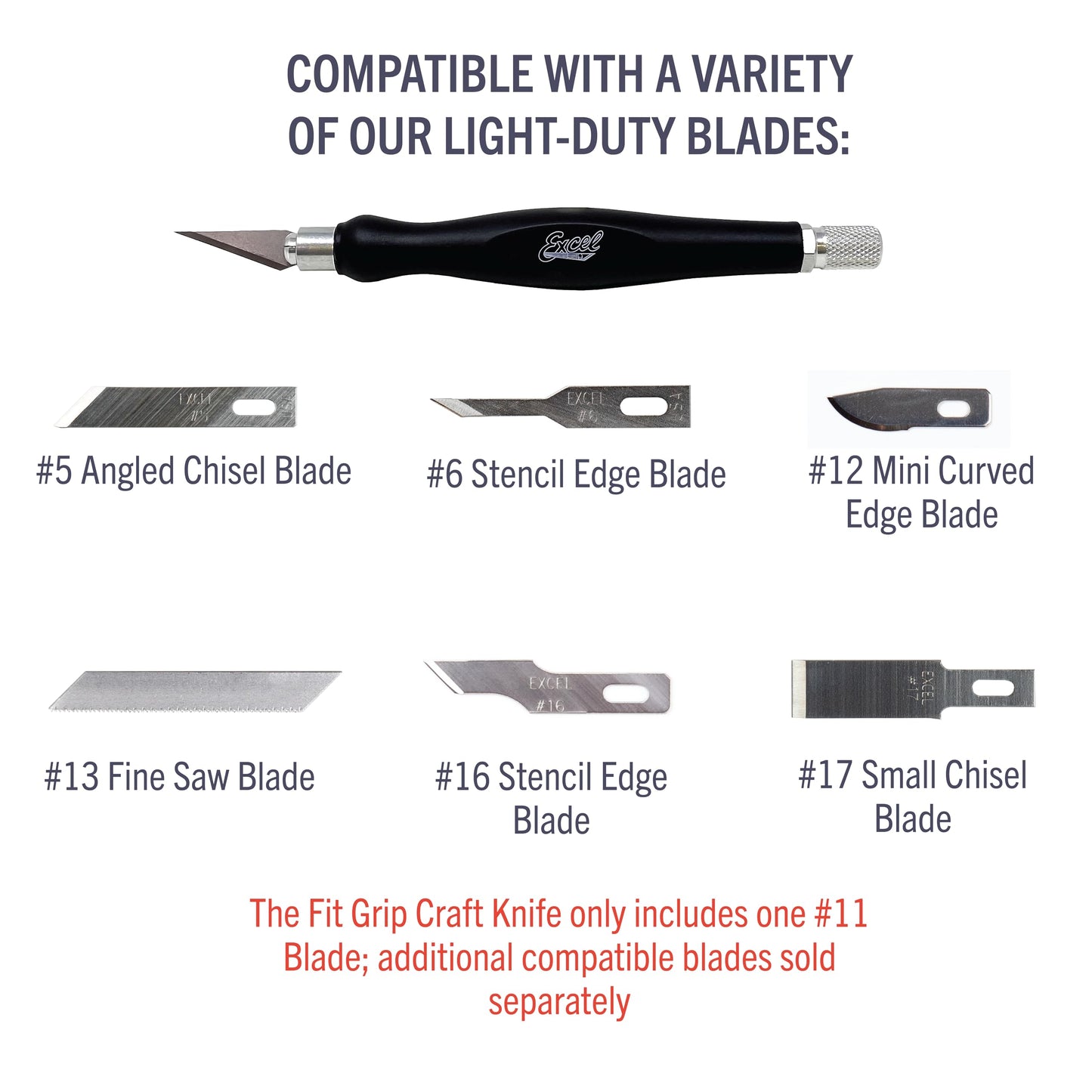 Excel Blades Fit Grip Craft Knife 3-Pack With #11 Ultra-Sharp Carbon Steel Angled Blade – Precision Hobby Knife with Contoured Rubberized Grip for DIY, Art Crafts – Black, Made in the USA