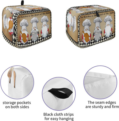 Toaster Dust Cover for Kitchen 4 Slice, The Chef Gnome Retro Black Buffalo Plaid Bread Maker Covers, Washable Small