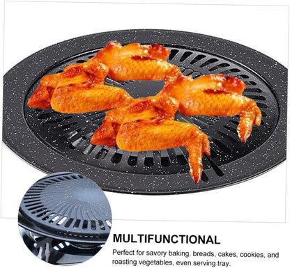 Portable Gas Stove Iron Baking Pan, Korean BBQ Grill, Non Stick Grill Pan, Carbon Steel Cake Pan