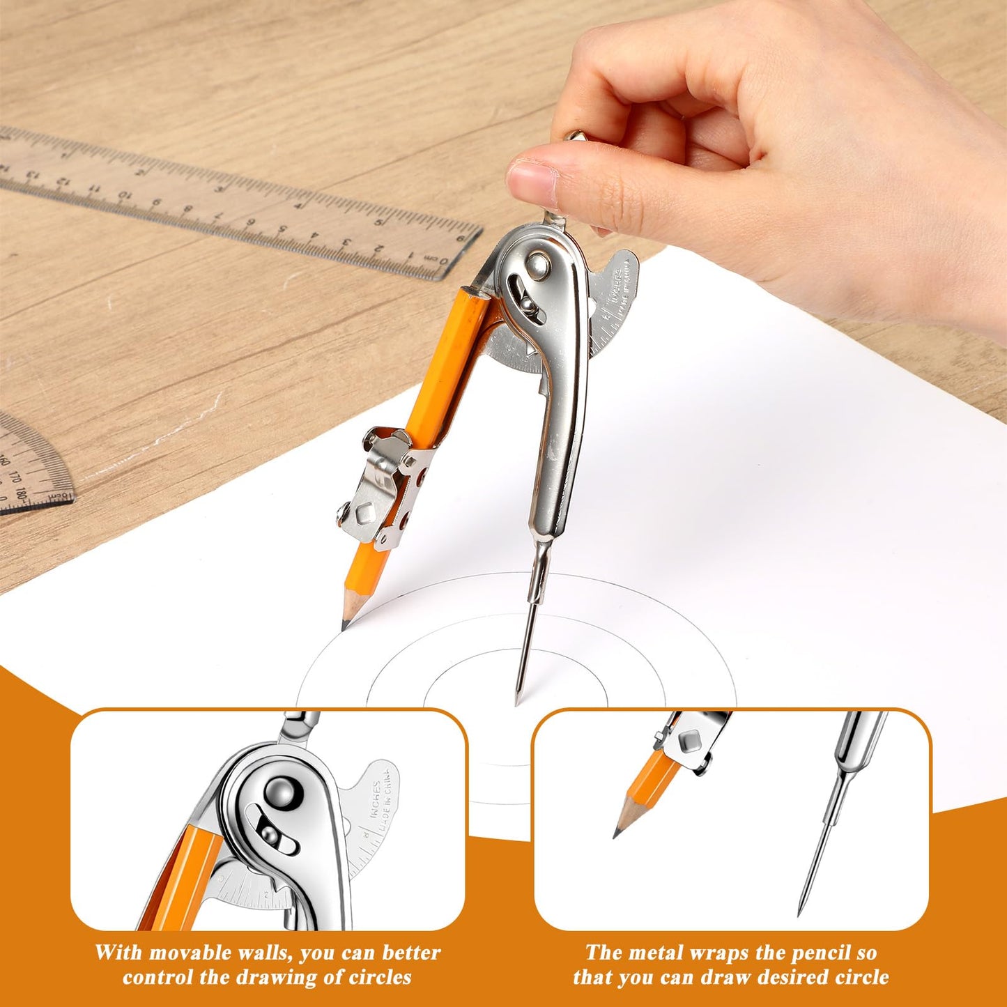 80 PCS Geometry Set - Compass Geometry Tool with Protractor and Compass Set, Protractors Bulk for Classroom, Metal Compass, Ruler, Protractor Drawing Tools for Office Woodworking