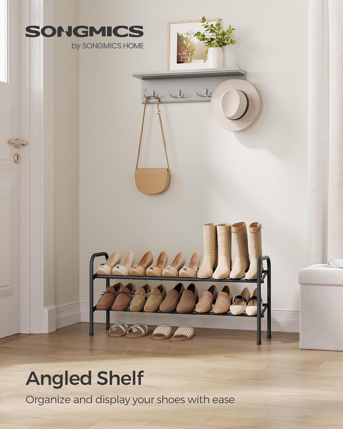 2 15 Closet, SONGMICS Expandable Shoe Rack, Tier Shoe Rack Shelf, Adjustable Shoe Organizer Storage for Pairs of Shoes