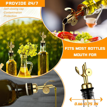 24pc Blulu Olive Oil Spout Stainless Steel Weighted Bulk Self-Closing Bottle Pourers for Wine Syrup Home Bar