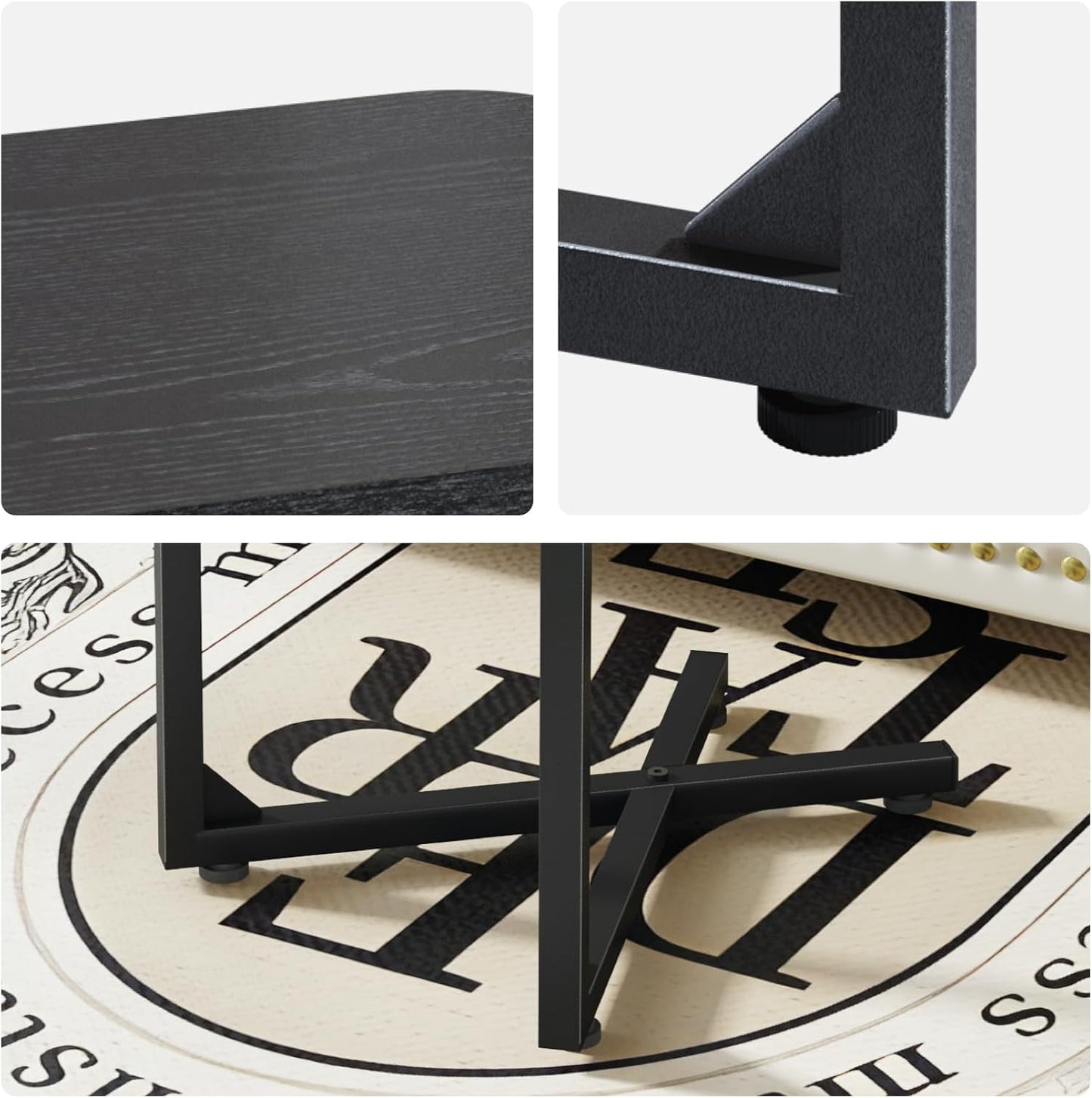 NEFROM Set 2, ET-X-BK2 C-Shaped End Tables, Sofa TV Trays of Small Couch Side Table for Living Room, Bedroom, Bedside