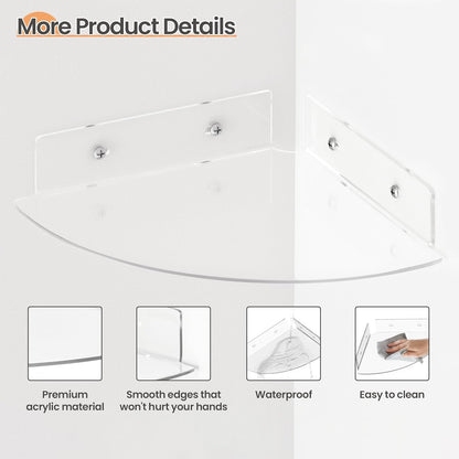 4 Pack 10 upsimples Acrylic Corner Floating Shelves, in Clear Hanging Shelves with Cable Management Design, Wall