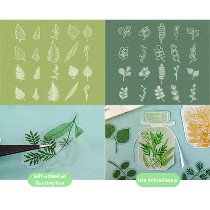 120 Pcs Realistic Skeleton Leaf Stickers, 6 Packs Aesthetic Leaf Vein PET Decals for Scrapbooking, Transparent Botanical Ephemera for Junk Journaling, Resin Art & DIY Crafts