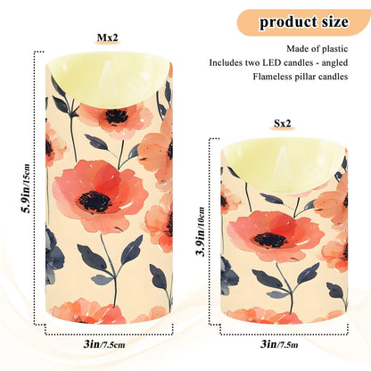 ALAZA Flower Pink White Red Black Flickering Flameless Candles Battery Operated with Remote Timer,Tea Light Candles LED Pillar Votive Set of 2 for Outdoor Indoor Decorations 3" x5.9"