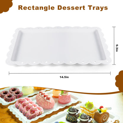 Wgbon 5 Pack Dessert Table Display Set, 2 Sets 3 Tier Cupcake Stand, 3 Pcs Food Serving Trays, Tiered White Plastic Cup Cake Tower for Birthday Baby Shower Wedding and Tea Party Supplies (5, Large)