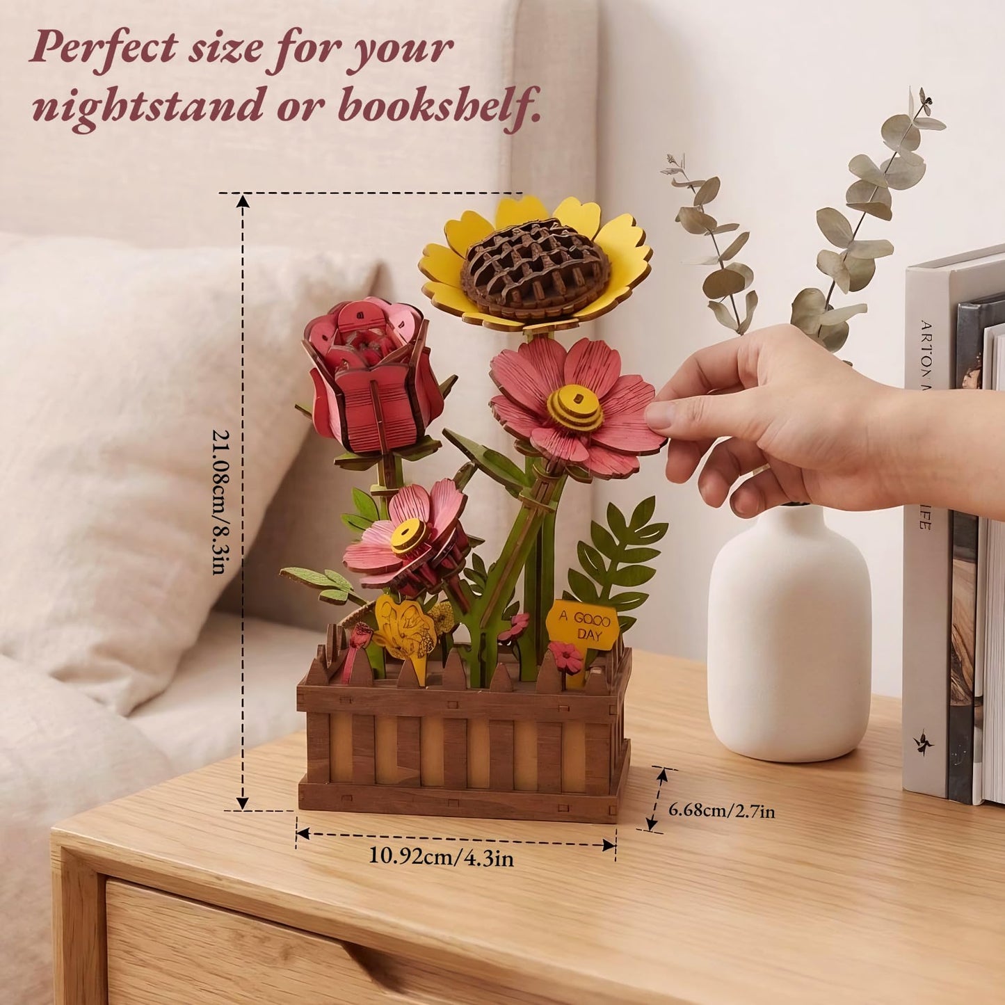 Gueiddi 3D Wooden Flower Puzzle for Adults, Wooden Wildflower Bouquet Model Building Kit, DIY Artificial Floral Stem for Home Decor, Unique Birthday for Women, Mom & Teens